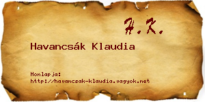 Havancsák Klaudia névjegykártya